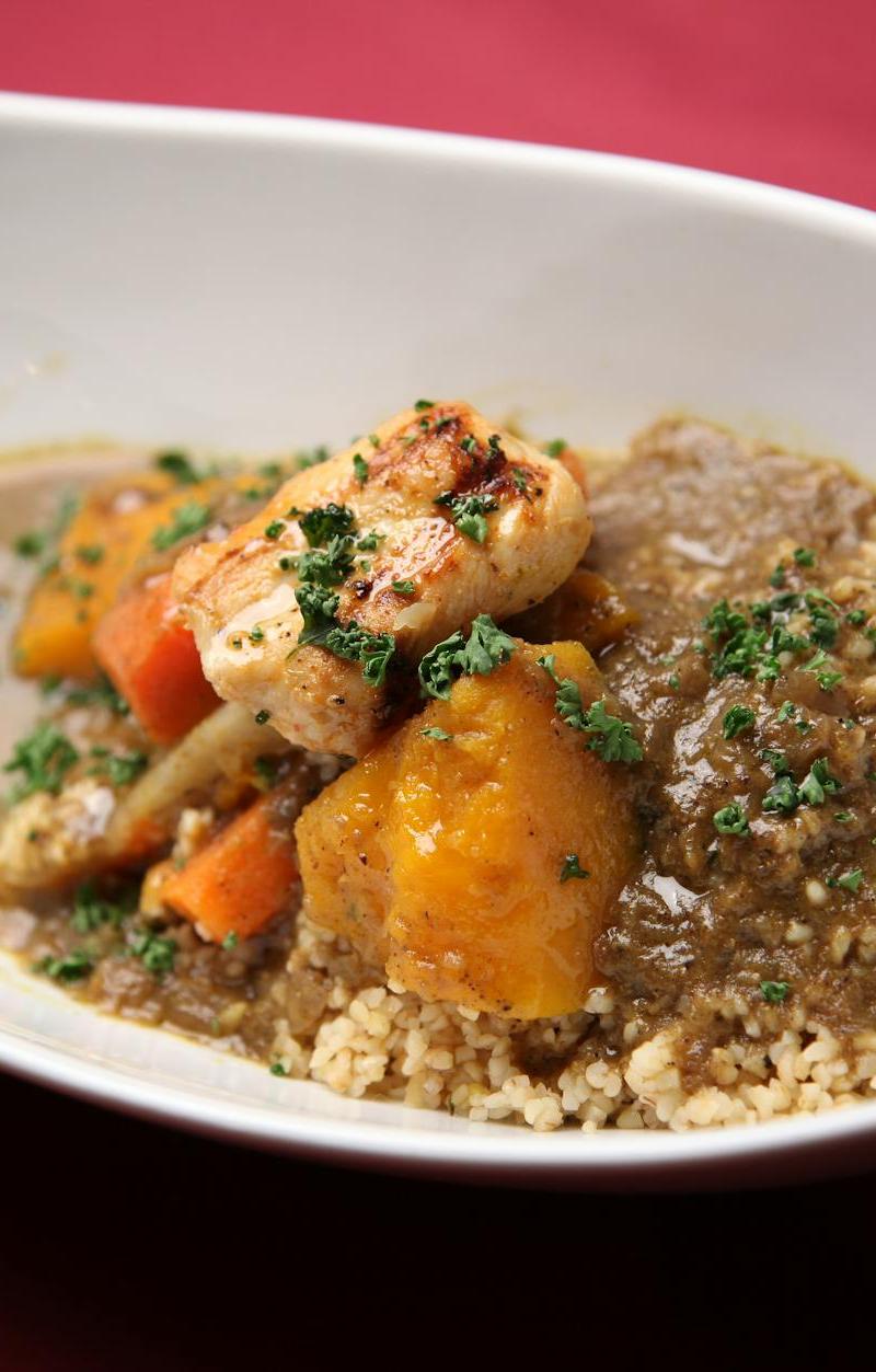 25-Min Coconut Curry Chicken & Roasted Squash Bowl