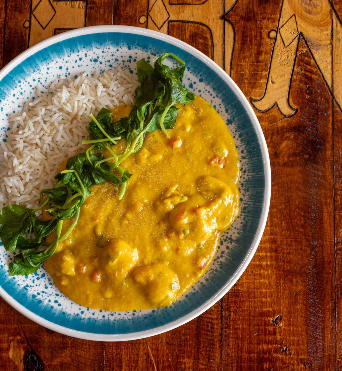 Coconut Curry Shrimp with Rice & Greens