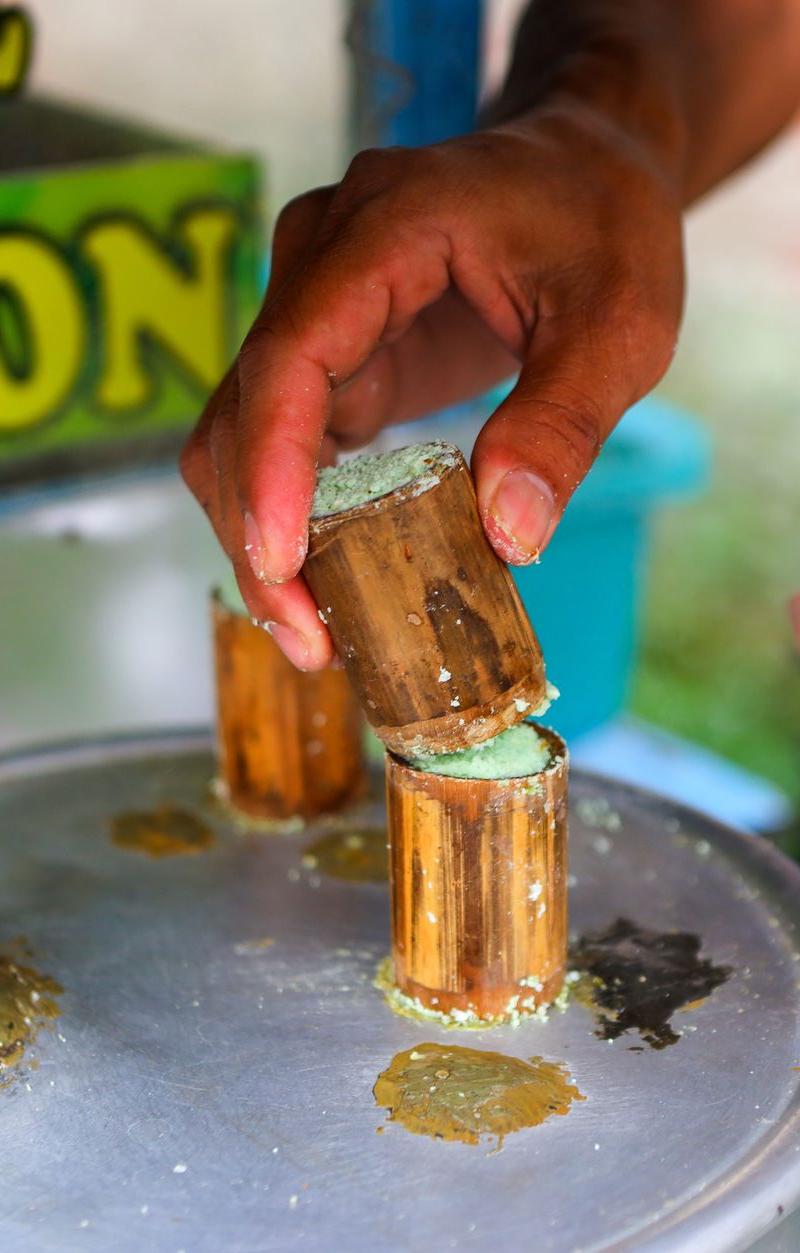 Coconut Puttu with Curry Leaf Oil