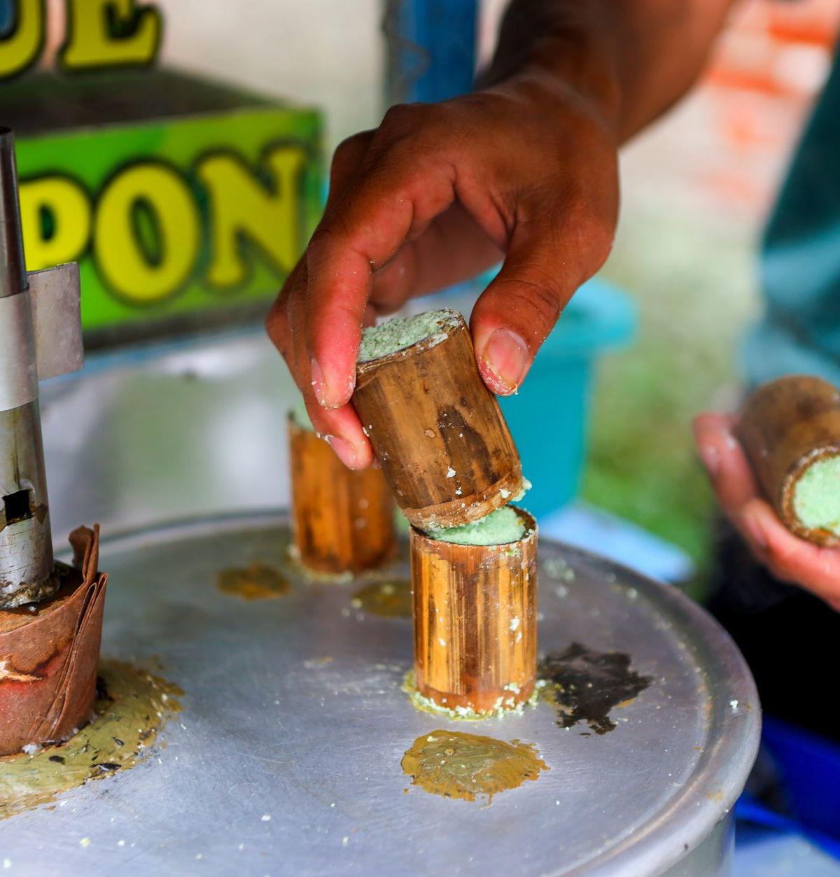 Coconut Puttu with Curry Leaf Oil