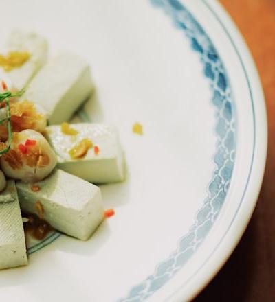 Cold Silken Tofu with Crispy Toppings