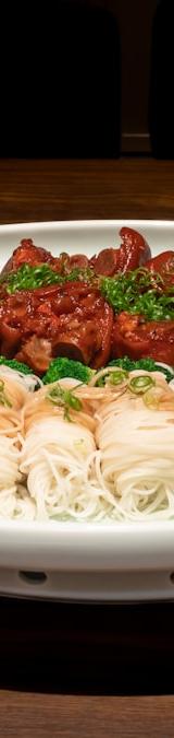 Cold Somen with Spicy Pork & Crispy Broccoli