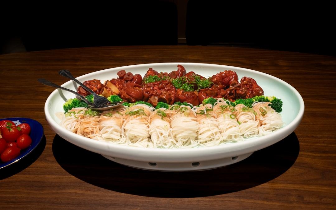 Cold Somen with Spicy Pork & Crispy Broccoli