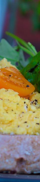 Cottage Cheese Scrambled Eggs with Warm Toast & Greens