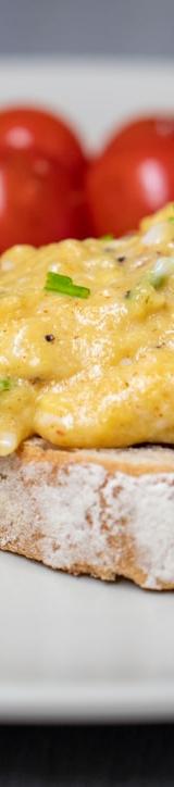 Creamy Cottage Cheese Scrambled Eggs with Roasted Veg