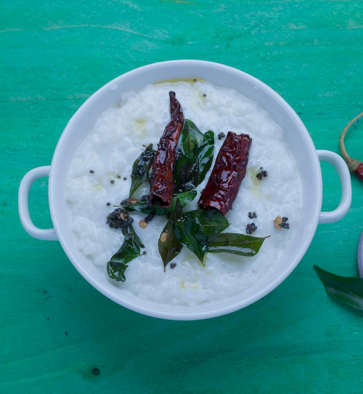 Creamy Curd Rice with Chili & Onion