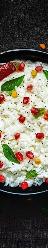 Creamy Curd Rice with Papadum & Pickle