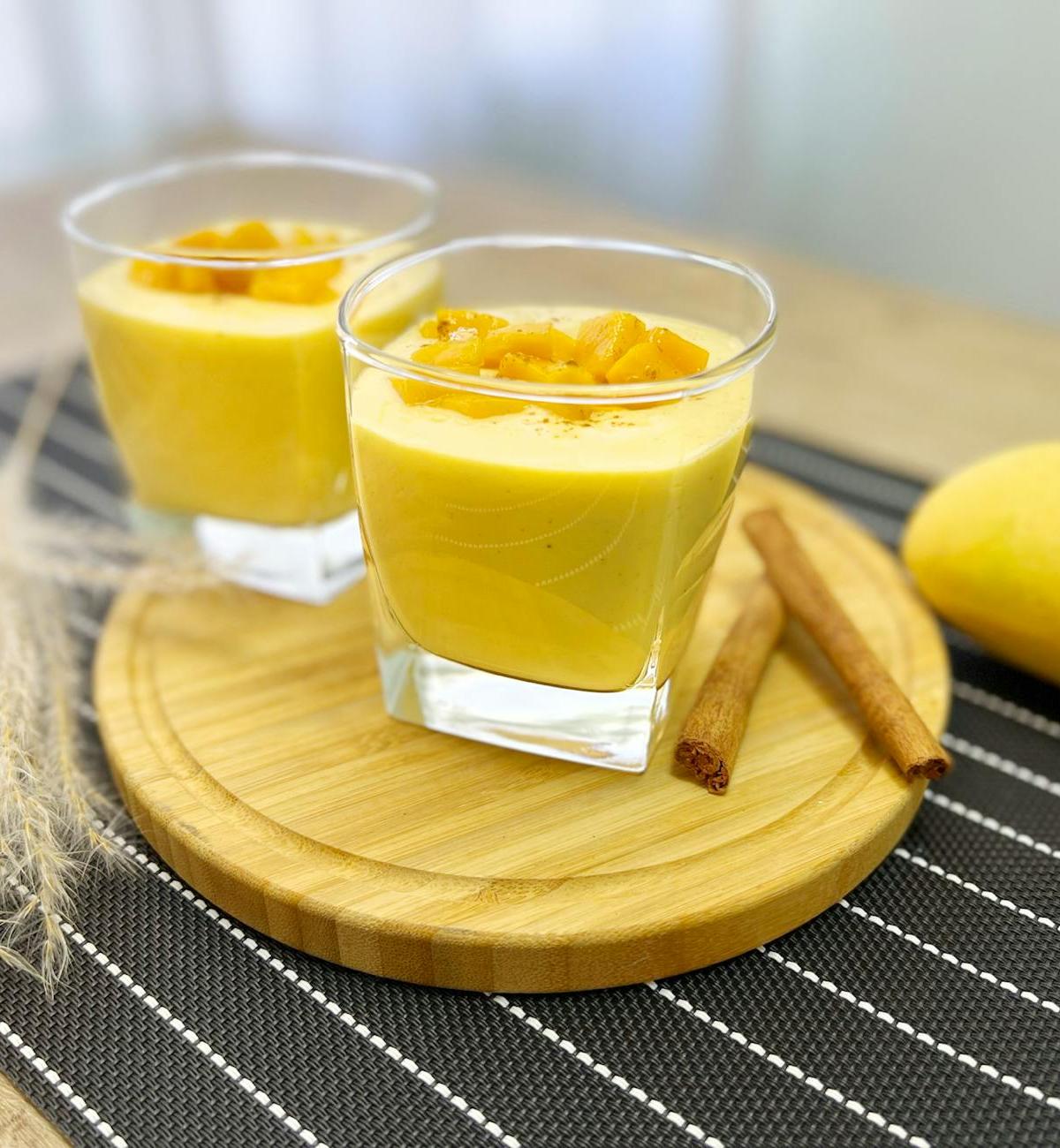 Creamy Mango Lassi with Cinnamon