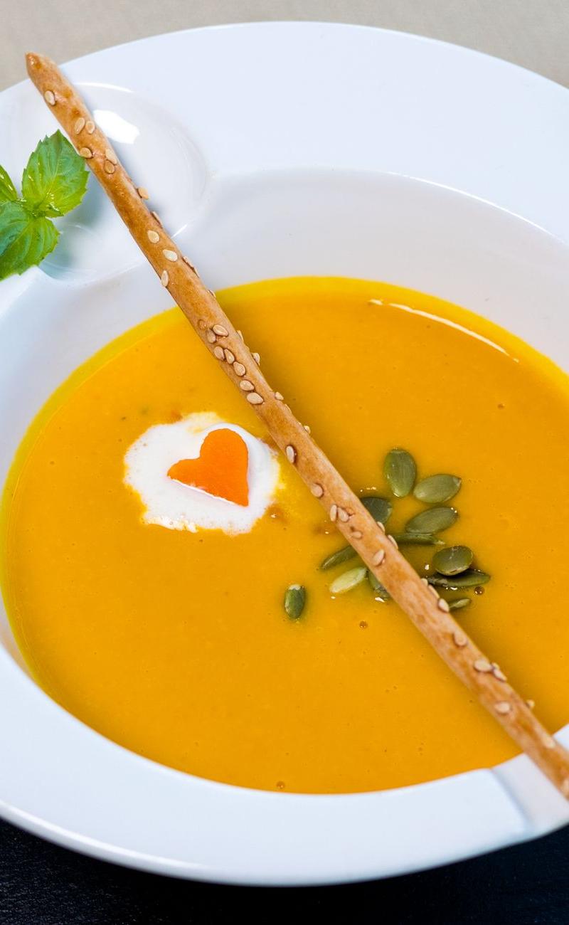 Creamy Pumpkin Soup with Crispy Breadstick