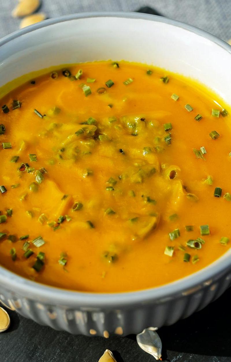 Creamy Pumpkin Soup with Crispy Seeds
