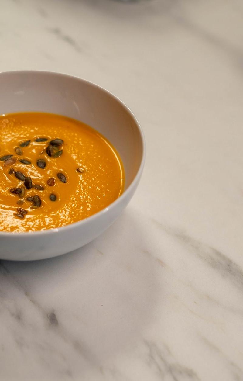 Creamy Pumpkin Soup with Sage Swirl
