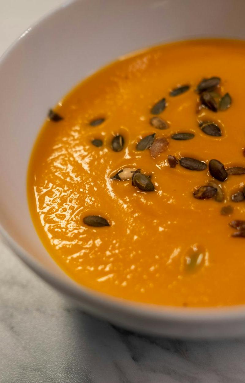 Creamy Pumpkin Soup with Sage & Crispy Sage Oil