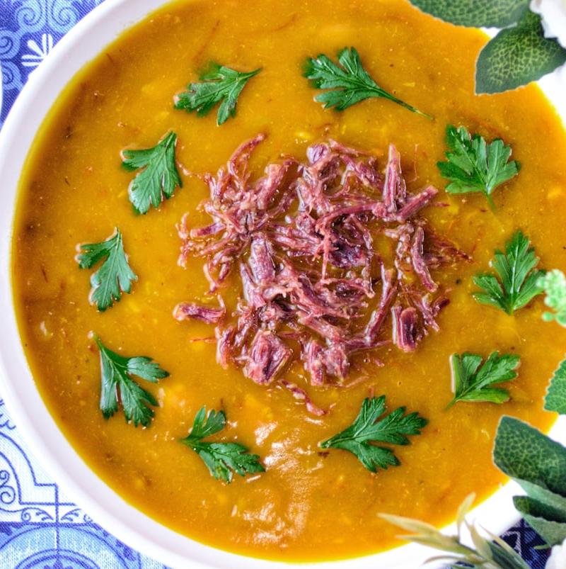 Creamy Split Pea Soup with Smoked Pork