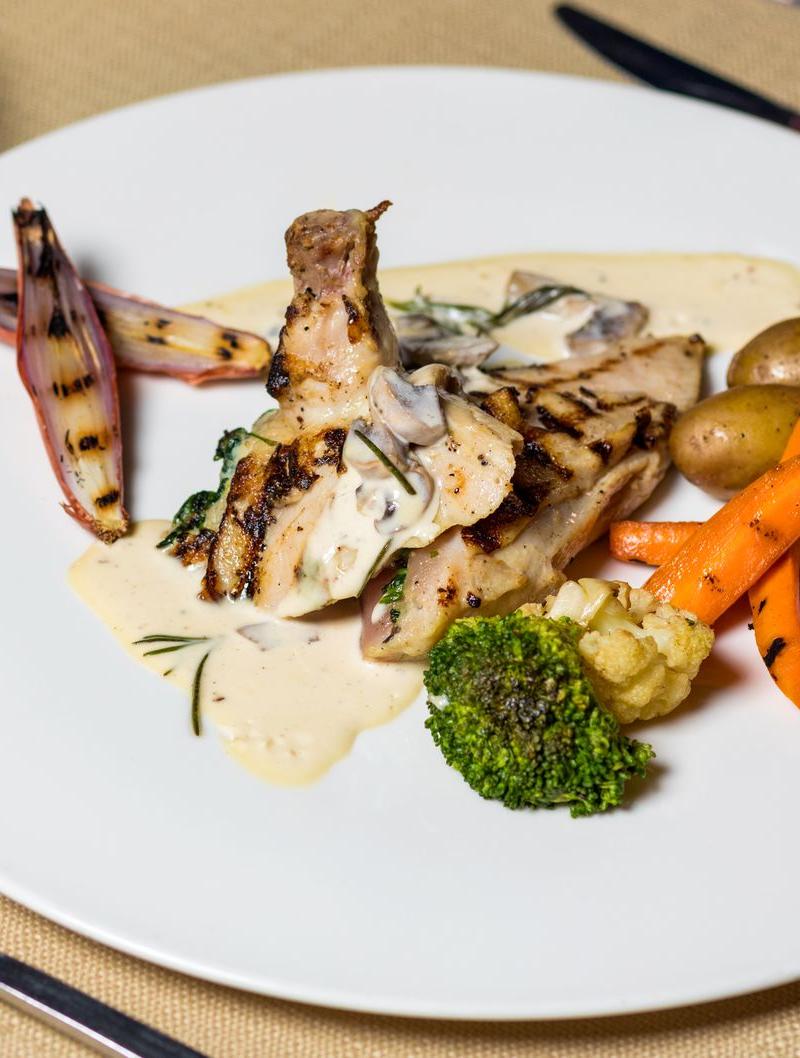 25-Min Creamy Tarragon Chicken & Roasted Veg