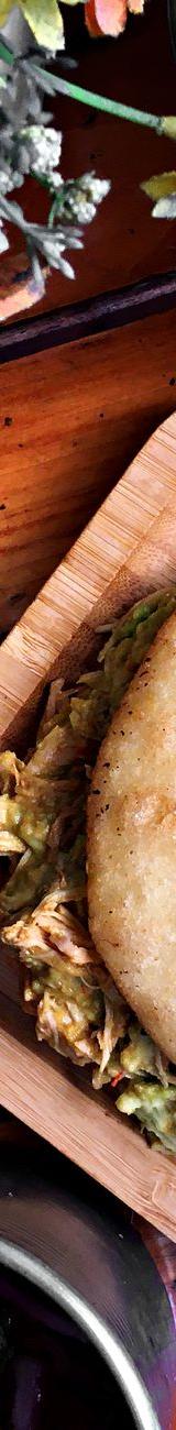 Crispy Arepa Rellena with Shredded Chicken & Cheese