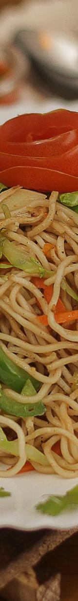 Crispy Beef Chow Mein with Chili Sauce