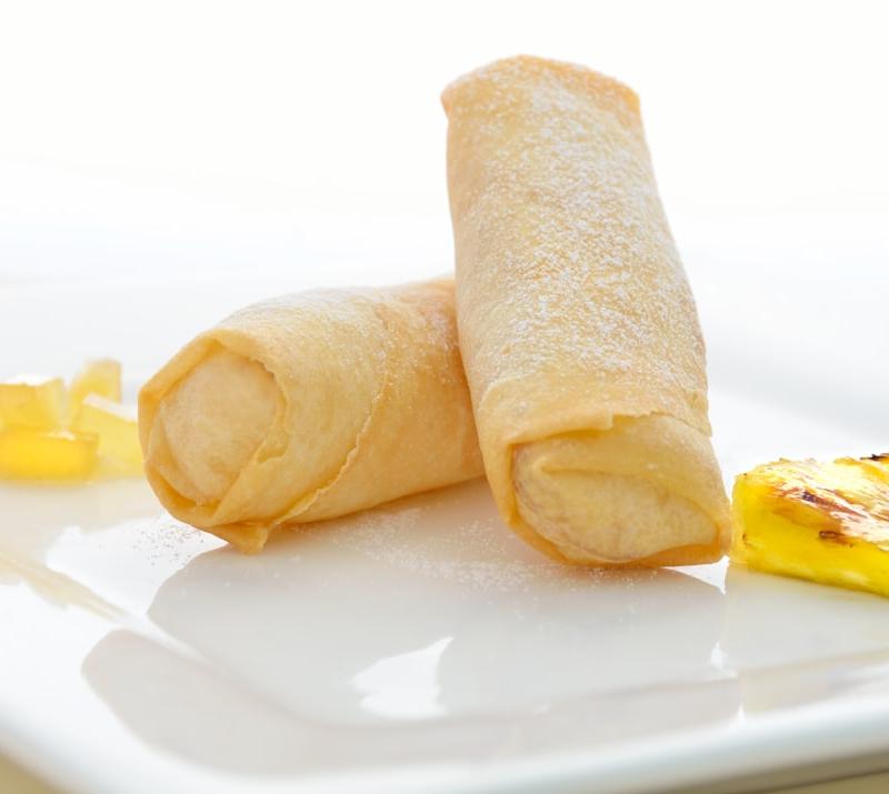 Crispy Boudin Egg Rolls with Grilled Pineapple