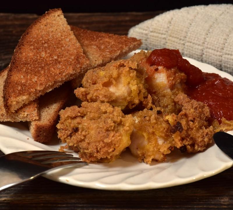 Crispy Catfish Nuggets with Cocktail Sauce