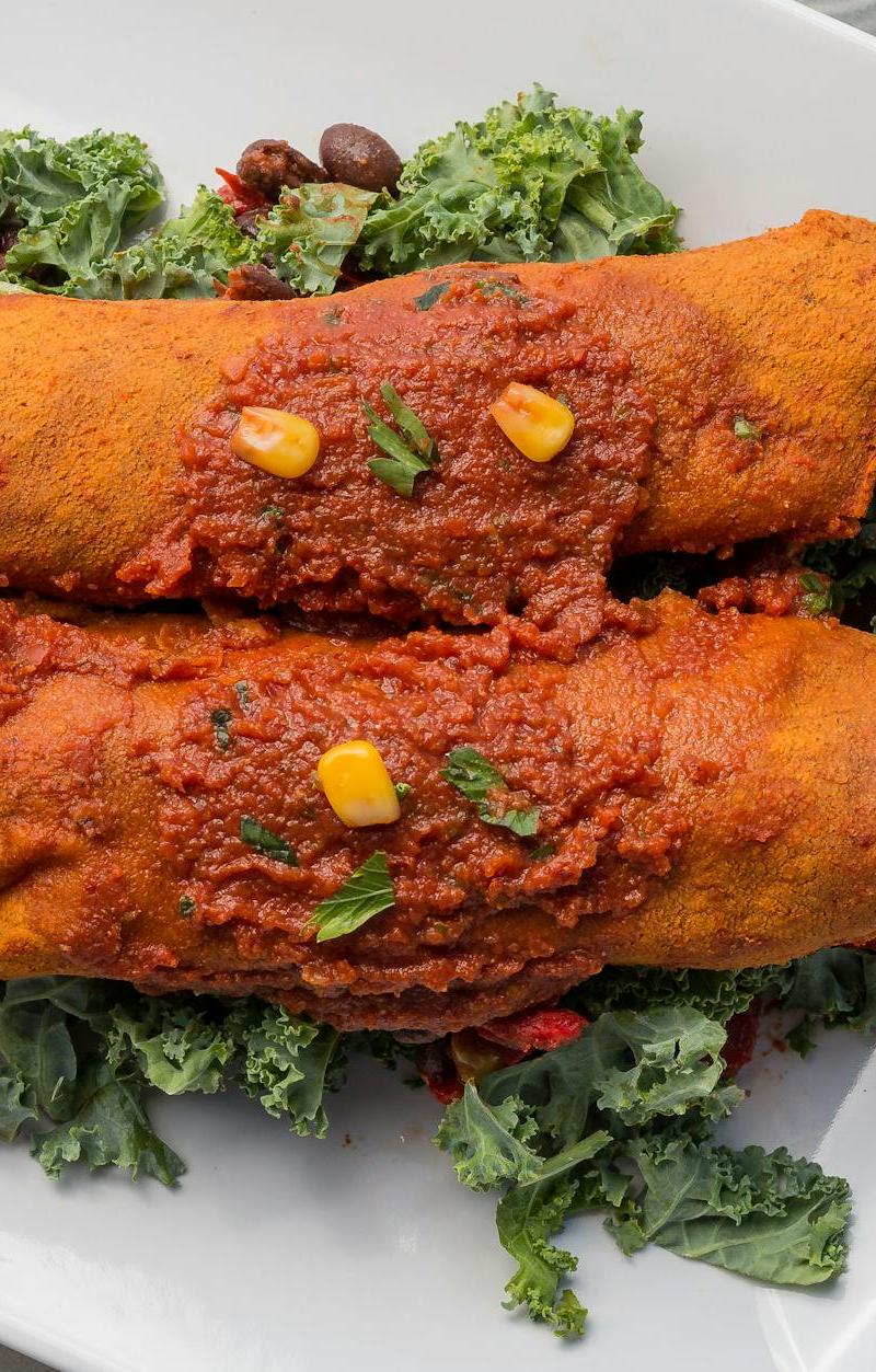 Crispy Cheese Enchiladas with Black Beans & Kale
