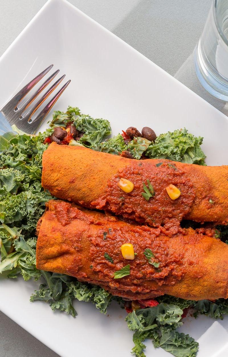 Crispy Cheese Enchiladas with Kale & Beans