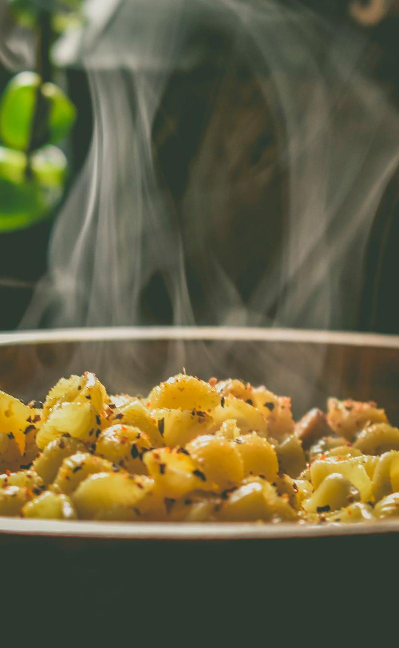Crispy Cheese Pasta with Caramelized Onions