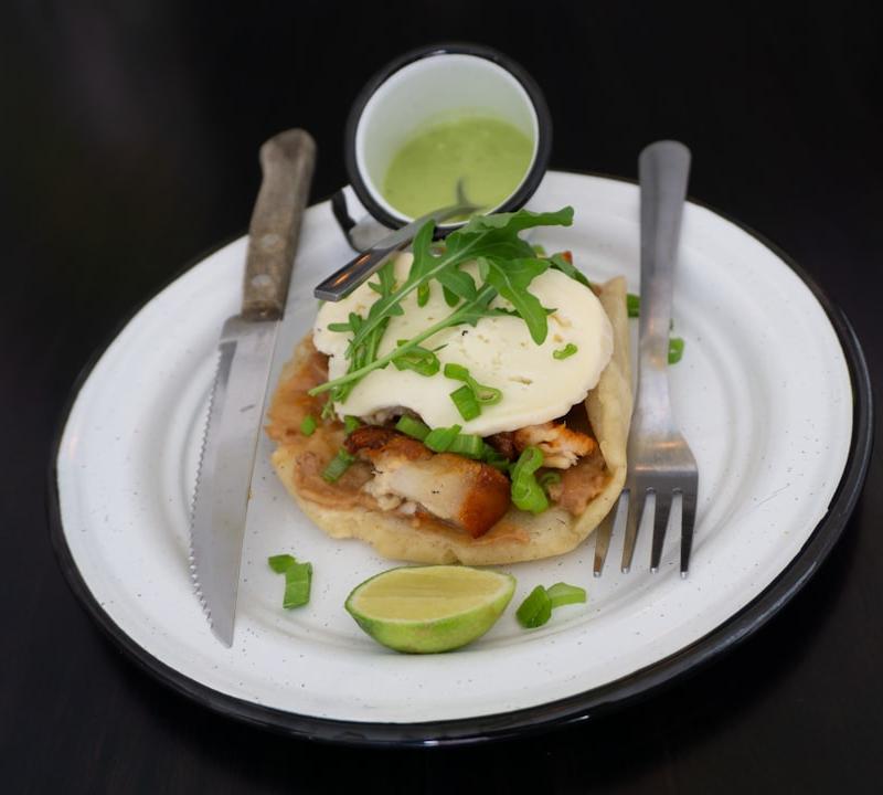 Crispy Chicken Chalugas with Quick Lime Crema
