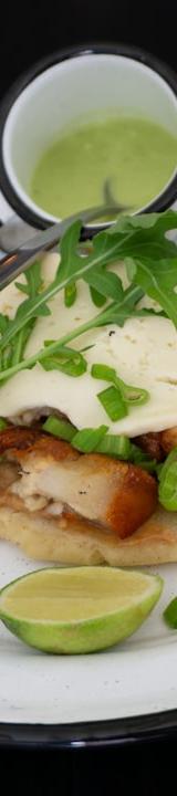 Crispy Chicken Chalugas with Quick Lime Crema