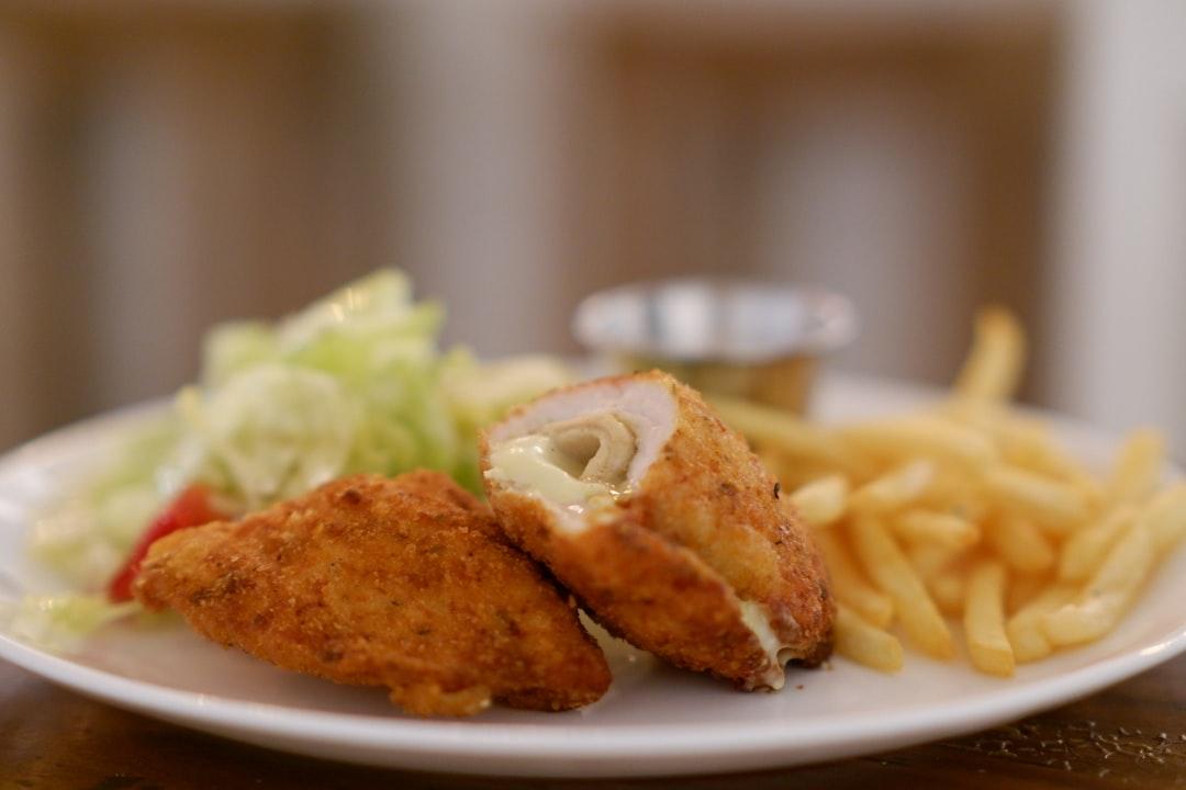 Crispy Chicken Cordon Bleu with Fries & Salad