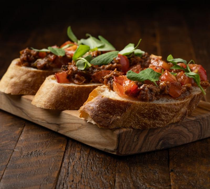 Crispy Chicken Crostini with Hot Honey