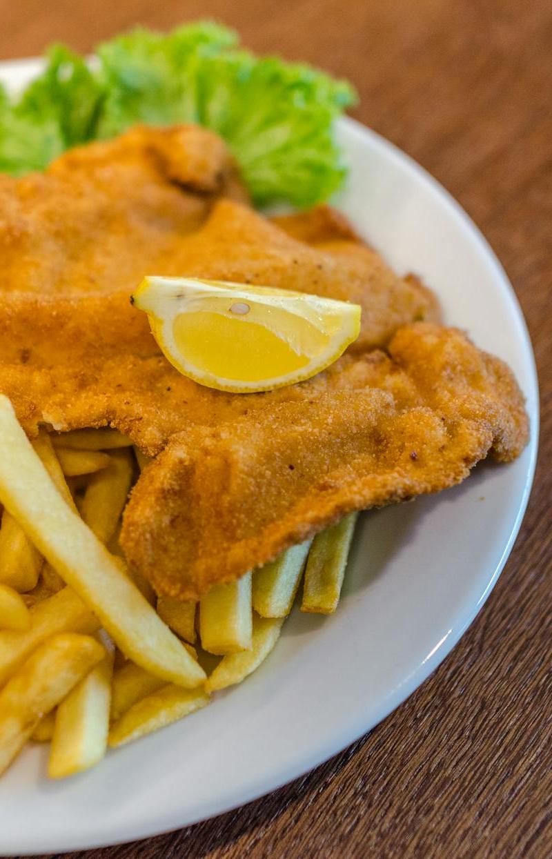 Crispy Chicken Schnitzel with Fries & Lemon