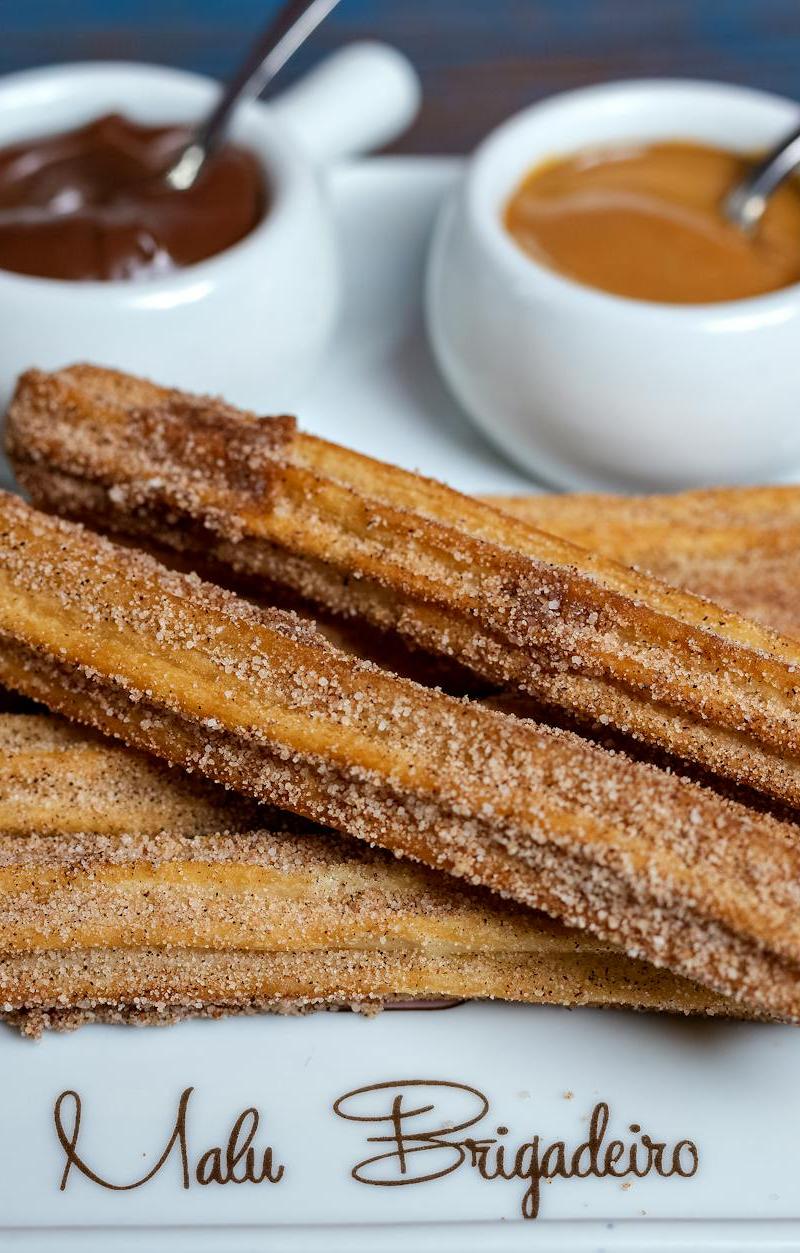 Crispy Churros With Chocolate & Dulce de Leche