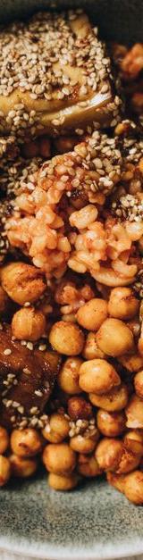 Crispy Eggplant & Spiced Chickpea Bowls