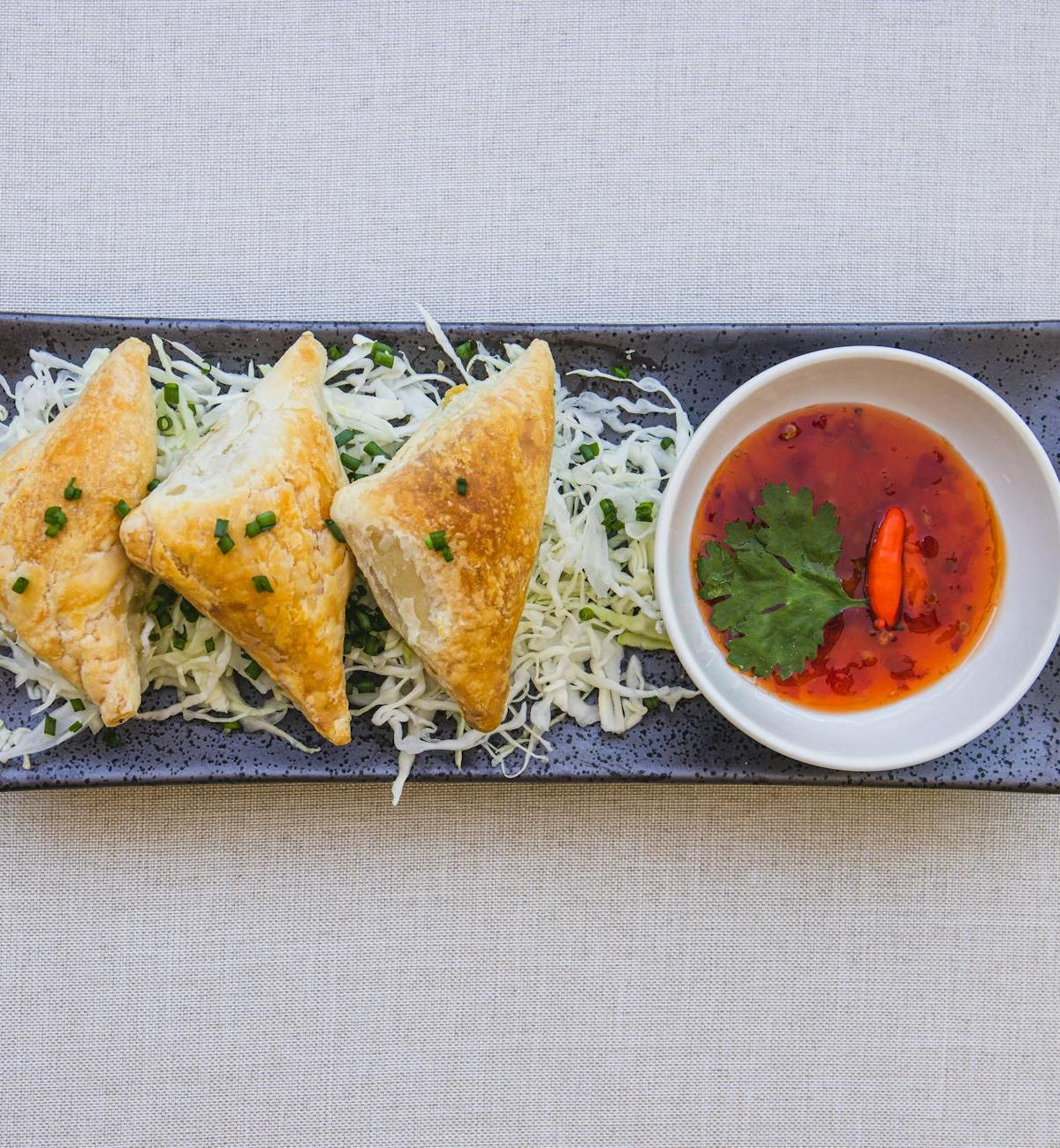 Crispy Fatayer with Chili Dipping Sauce
