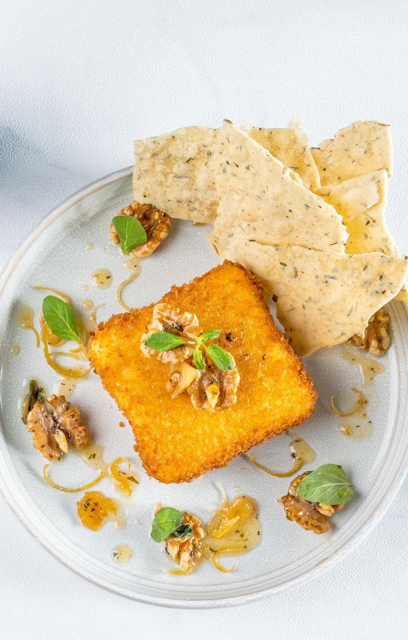 Crispy Feta with Hot Honey & Walnuts