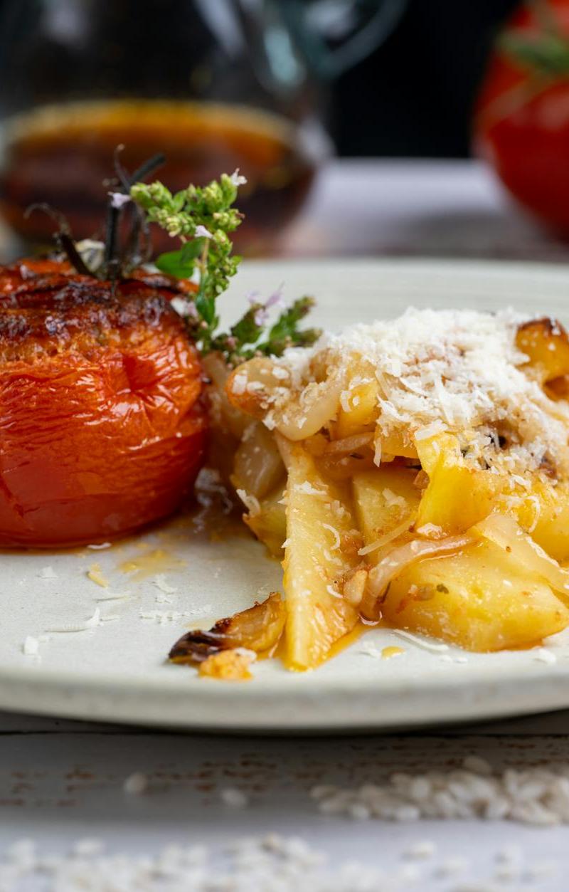 Crispy Feta Stuffed Tomatoes