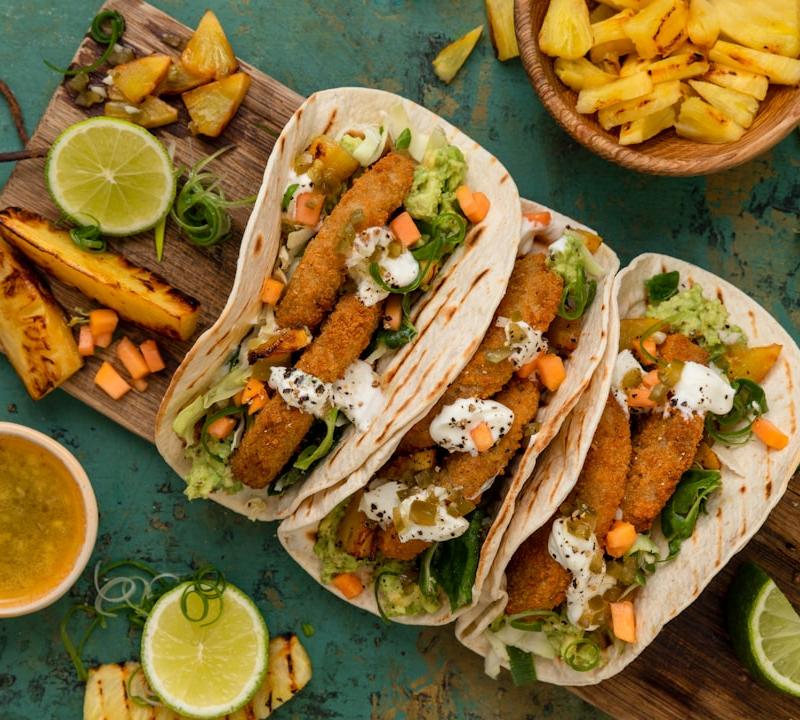 Crispy Fish Tacos with Charred Pineapple