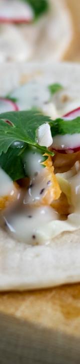 Crispy Fish Tacos with Lime Crema