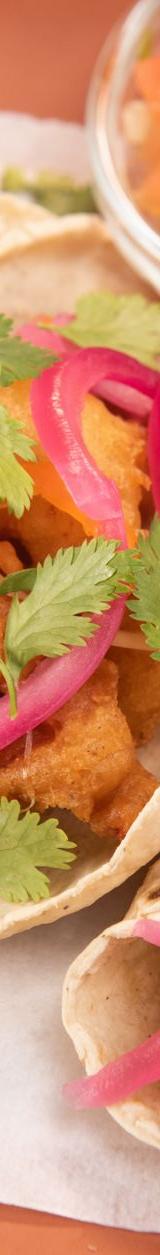 Crispy Fish Tacos with Lime Crema & Slaw