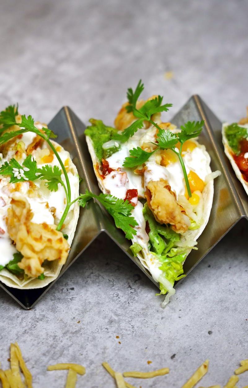 Crispy Fish Tacos with Slaw & Crema