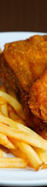 Crispy Fried Chicken with French Fries and Roll