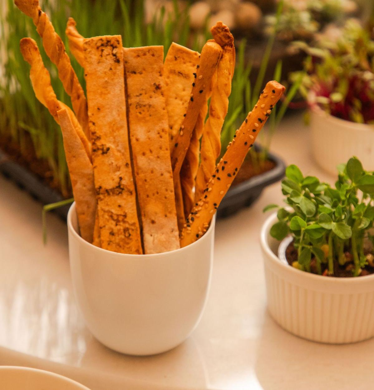 Crispy Grissini with Whipped Ricotta & Greens