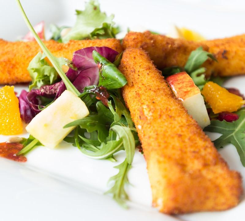Crispy Halloumi Fries with Chili Honey