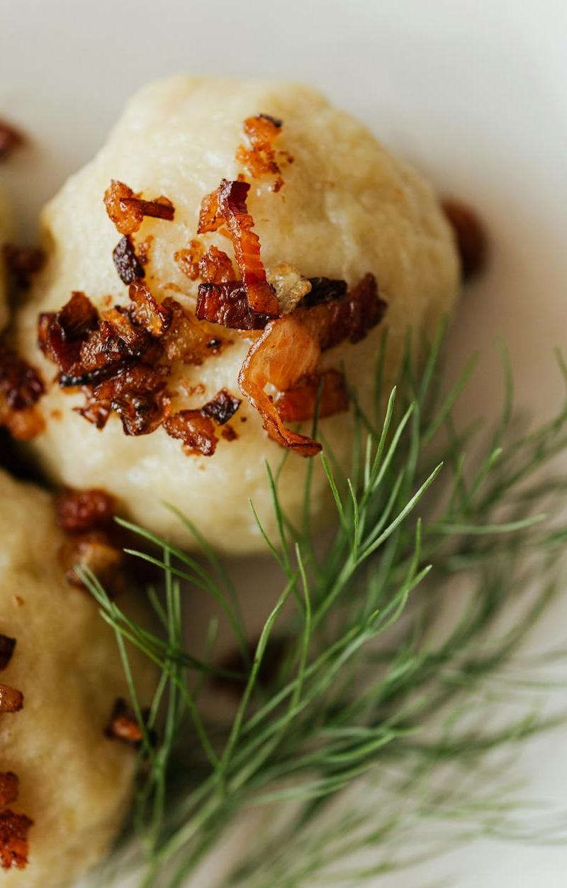 Crispy Kartoffelknödel with Bacon & Dill