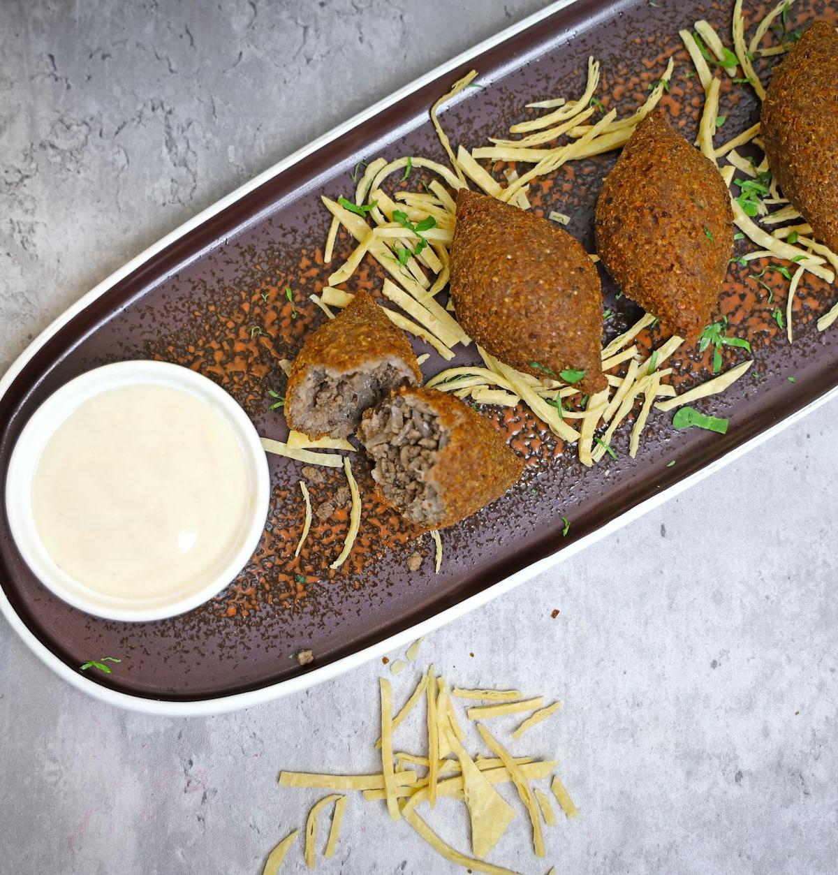 Crispy Kibbeh with Tahini & Fries