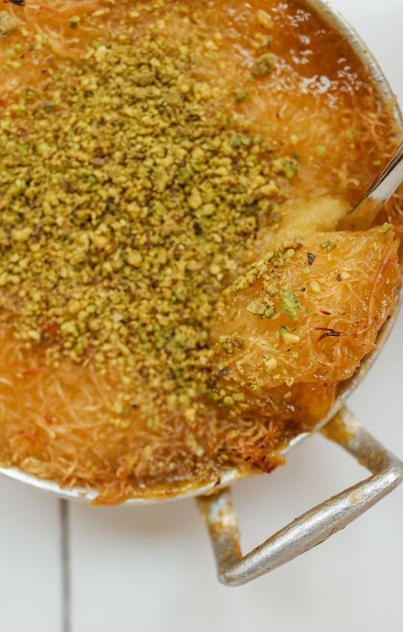 Crispy Künefe with Hot Honey & Pistachios