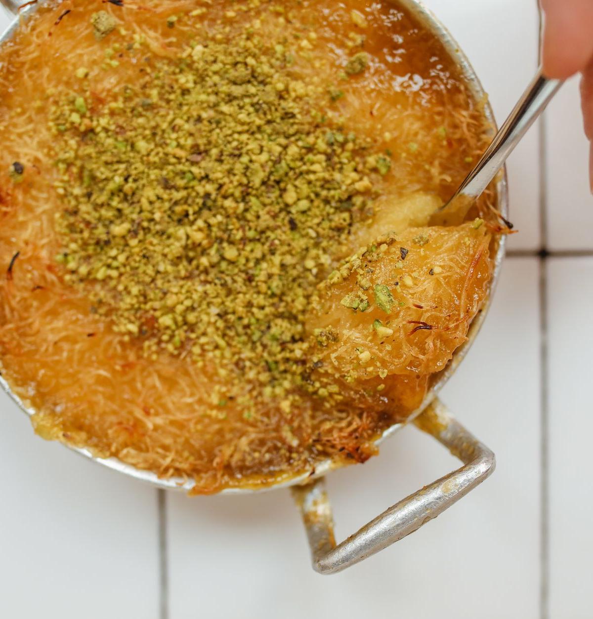 Crispy Künefe with Hot Honey & Pistachios