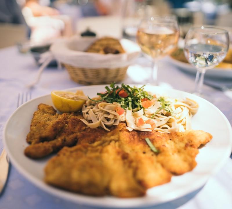 Crispy Lemon Chicken Schnitzel with Pasta