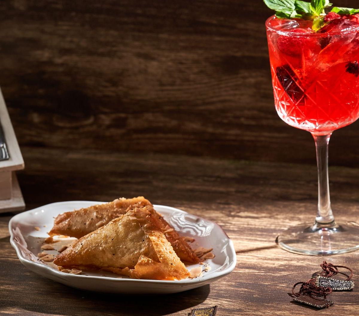 Crispy Lentil Samosas with Mint Honey Dip