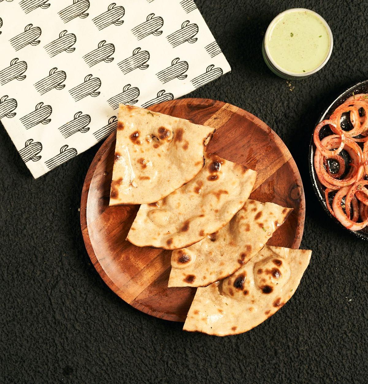 Crispy Missi Roti with Mint & Spiced Onions