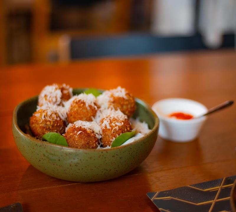 Crispy Mozzarella Arancini with Marinara